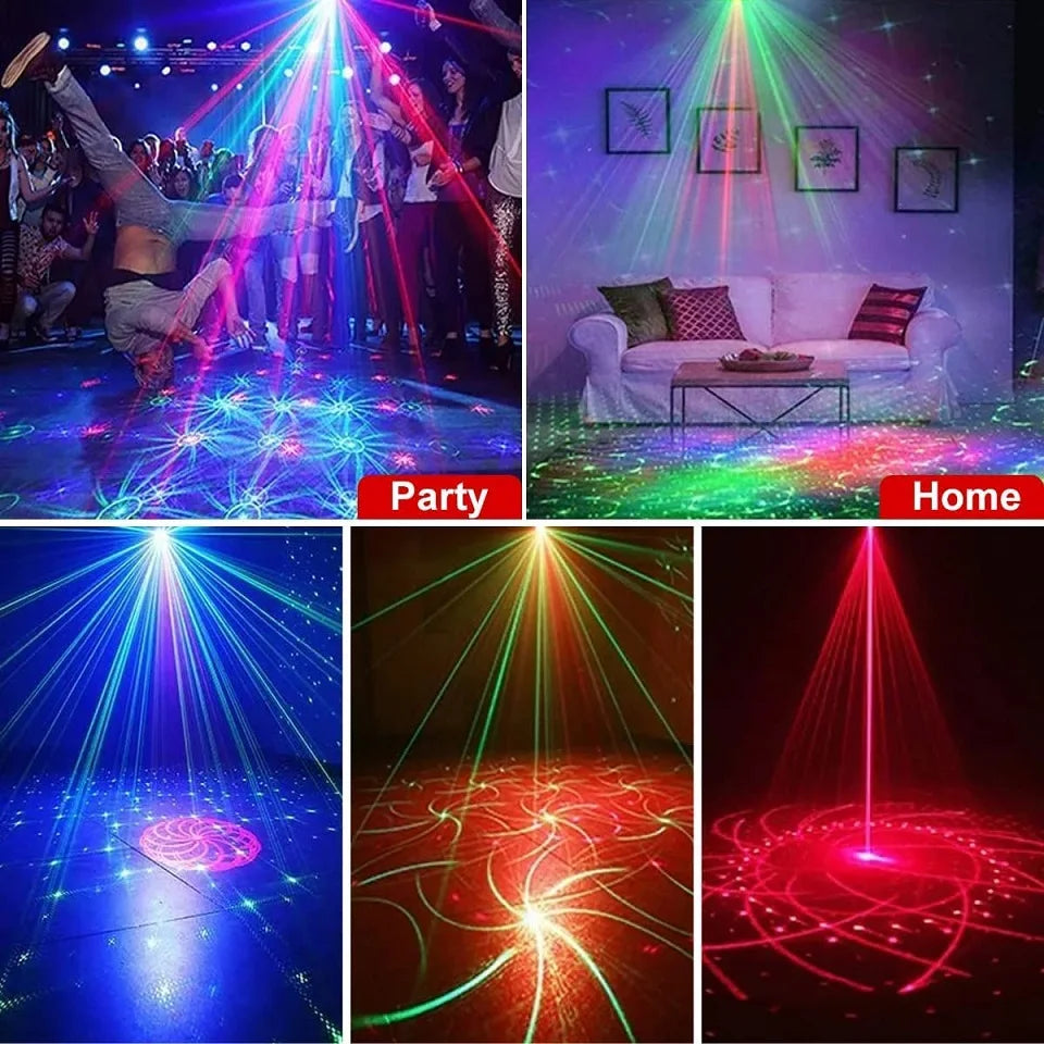 Stage DJ Party Laser Projector Disco Voice Controlled Red Green Blue Strobe Lights Club Family Holiday Christmas Lights