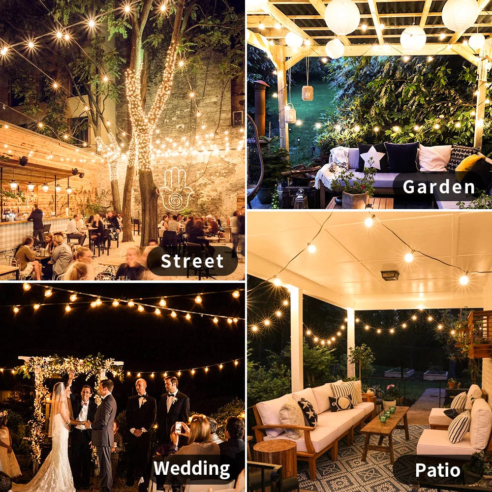 30M LED Fairy String Light Globe Party Garland Light G40 Festoon Light Warm White Wedding Decoration Light For Outdoor Backyard