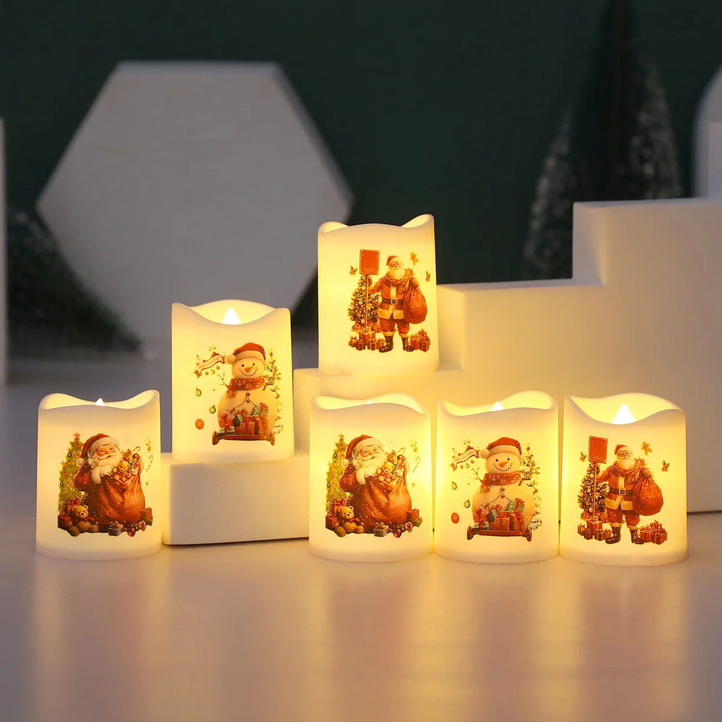 Christmas Candle Set Old Man Tree Snowman Christmas Eve Carnival Romantic Ornaments Light Led Christmas Decoration Candles Light