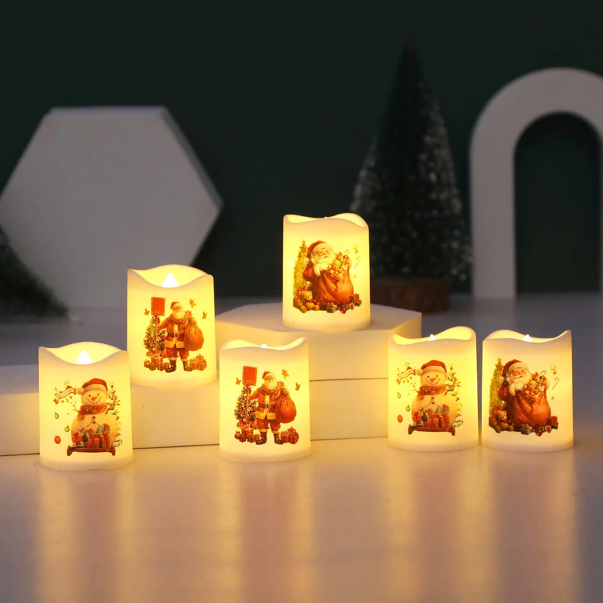Christmas Candle Set Old Man Tree Snowman Christmas Eve Carnival Romantic Ornaments Light Led Christmas Decoration Candles Light