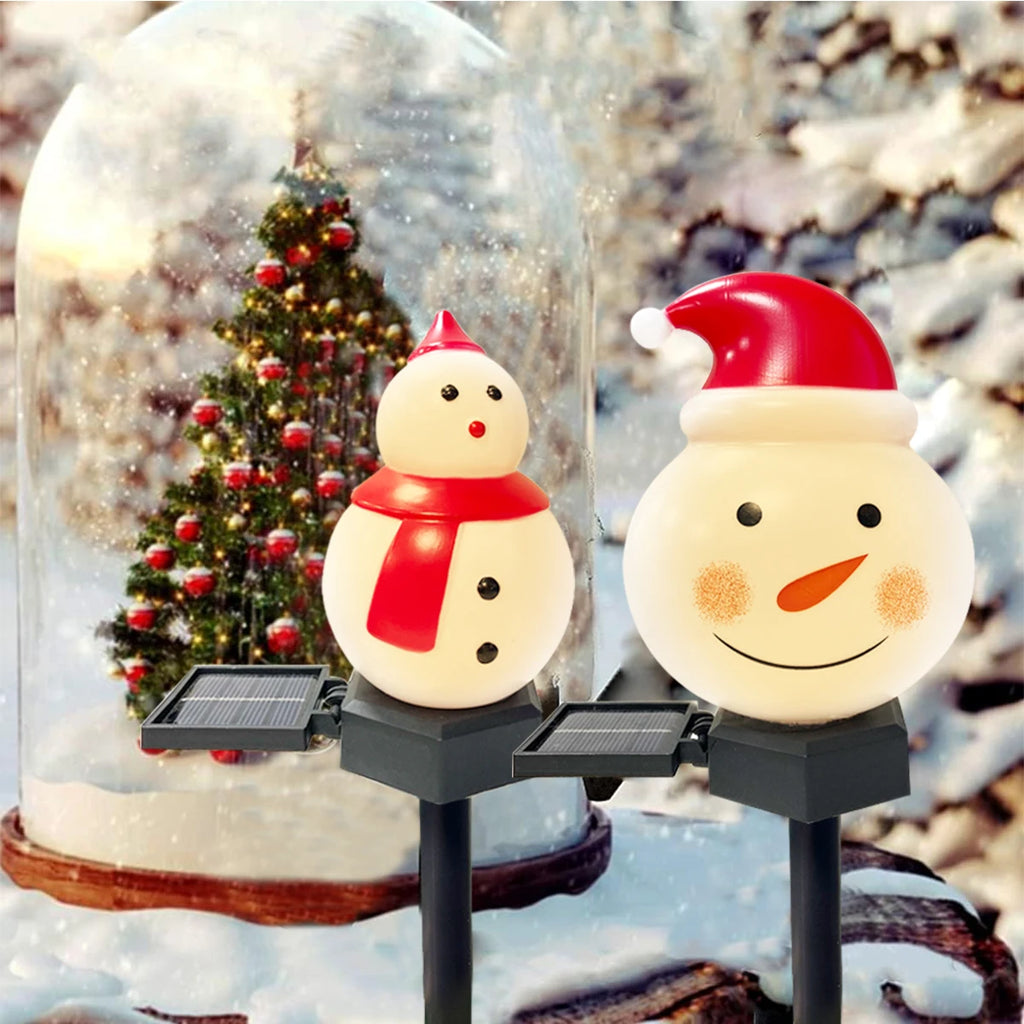 1pc Christmas Santa Claus & Snowman Landscape Lawn Solar Light Outdoor Waterproof Courtyard Ground Stakes Light For Garden Decor