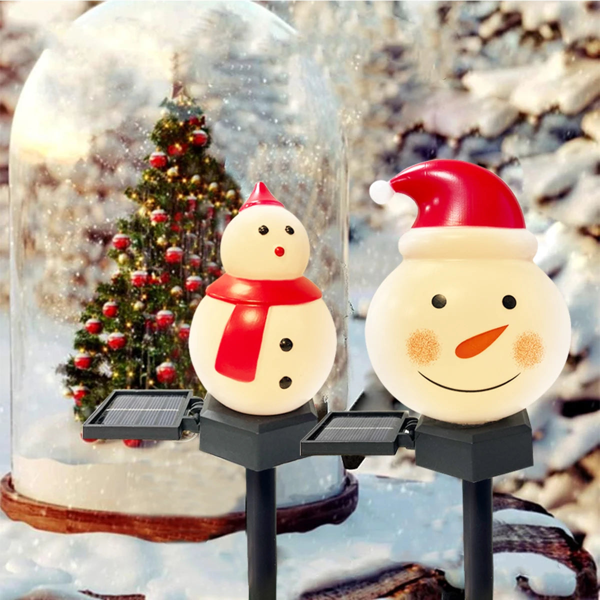 1pc Christmas Santa Claus & Snowman Landscape Lawn Solar Light Outdoor Waterproof Courtyard Ground Stakes Light For Garden Decor