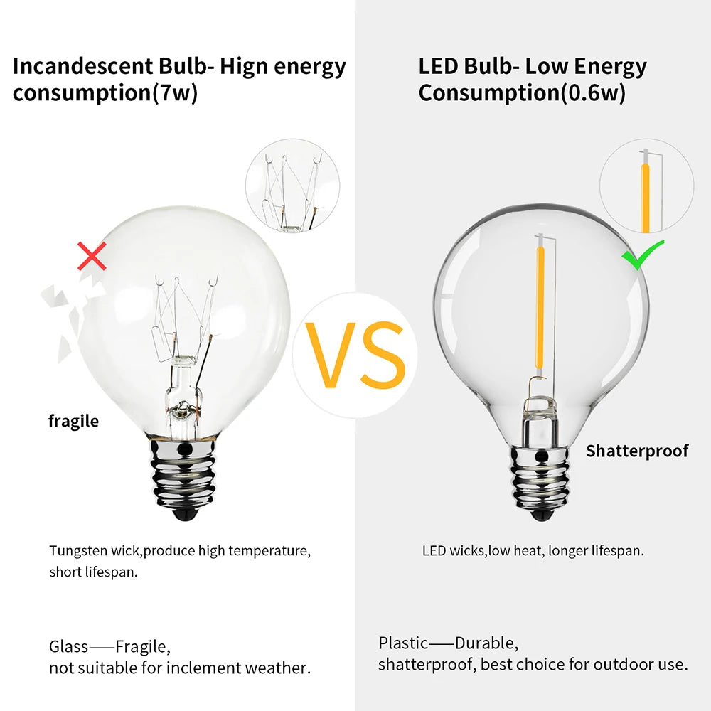 30M LED Fairy String Light Globe Party Garland Light G40 Festoon Light Warm White Wedding Decoration Light For Outdoor Backyard