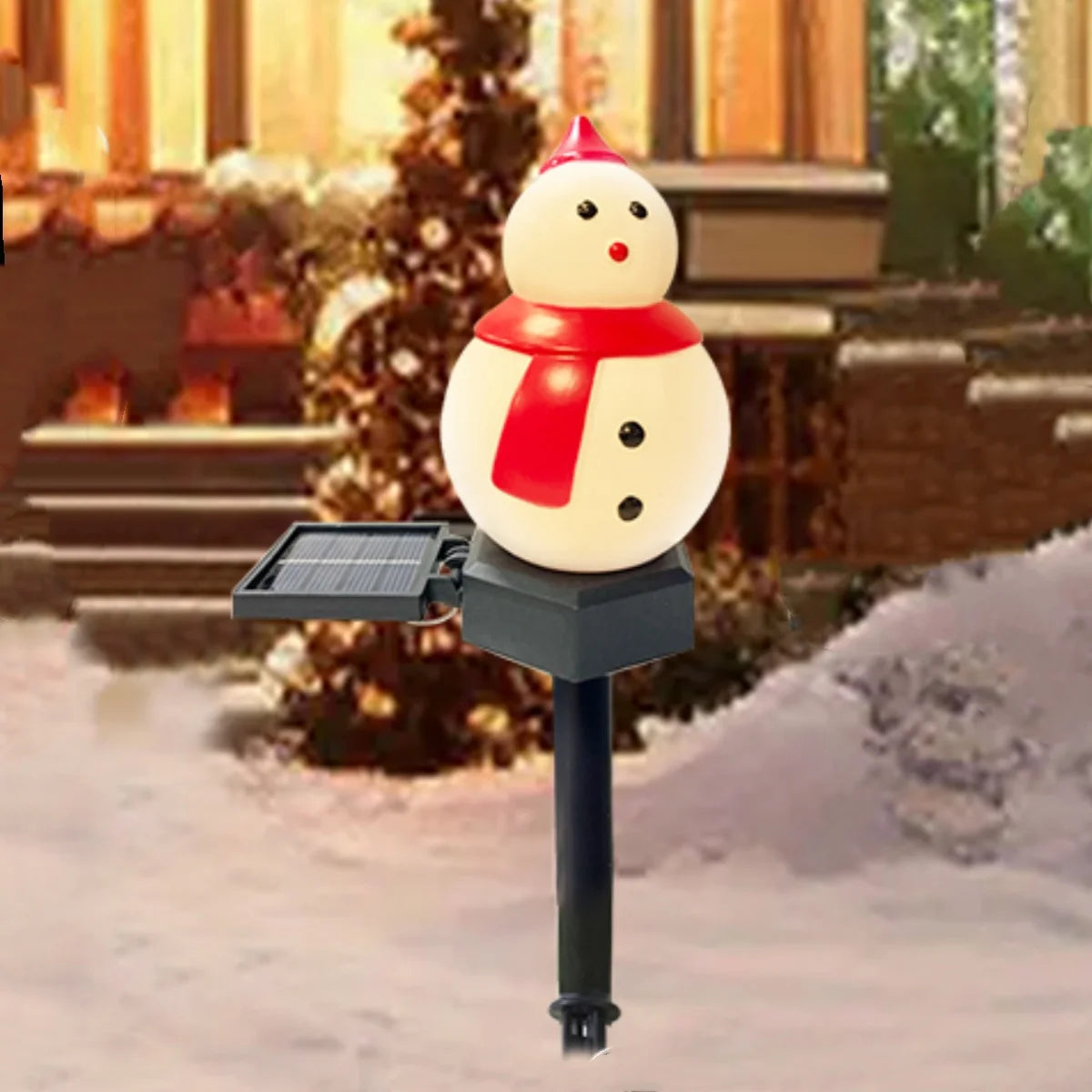 1pc Christmas Santa Claus & Snowman Landscape Lawn Solar Light Outdoor Waterproof Courtyard Ground Stakes Light For Garden Decor