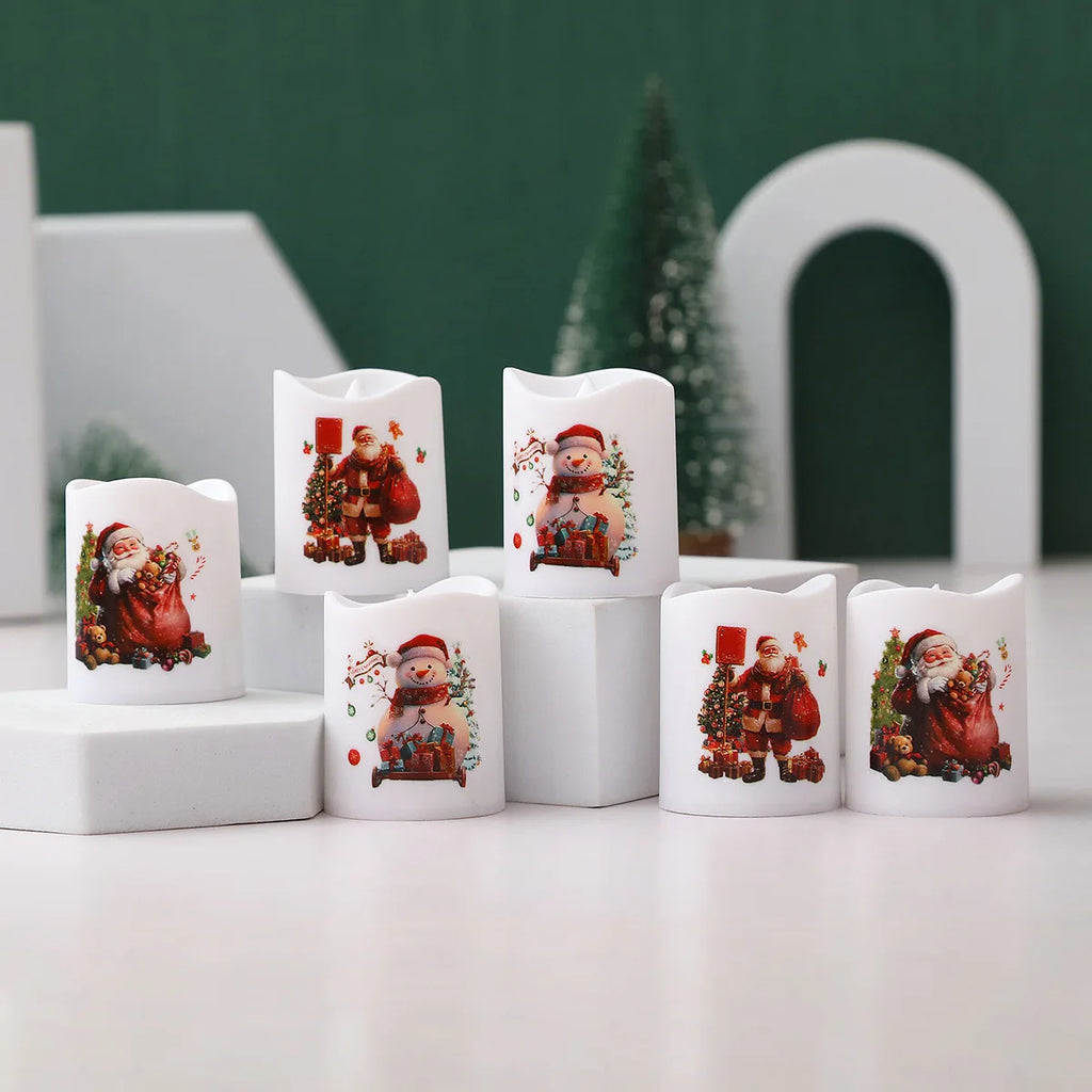 Christmas Candle Set Old Man Tree Snowman Christmas Eve Carnival Romantic Ornaments Light Led Christmas Decoration Candles Light