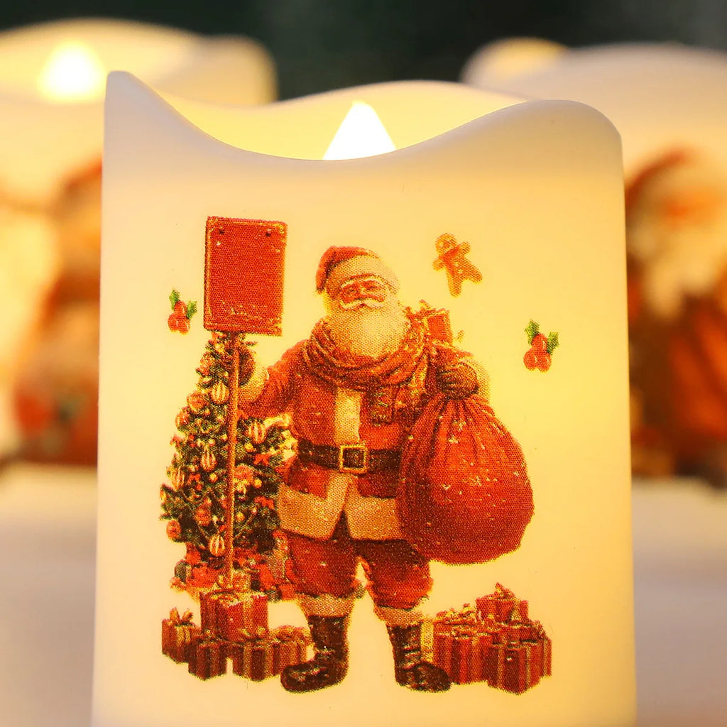 Christmas Candle Set Old Man Tree Snowman Christmas Eve Carnival Romantic Ornaments Light Led Christmas Decoration Candles Light