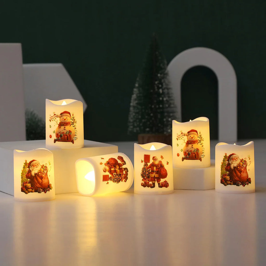 Christmas Candle Set Old Man Tree Snowman Christmas Eve Carnival Romantic Ornaments Light Led Christmas Decoration Candles Light