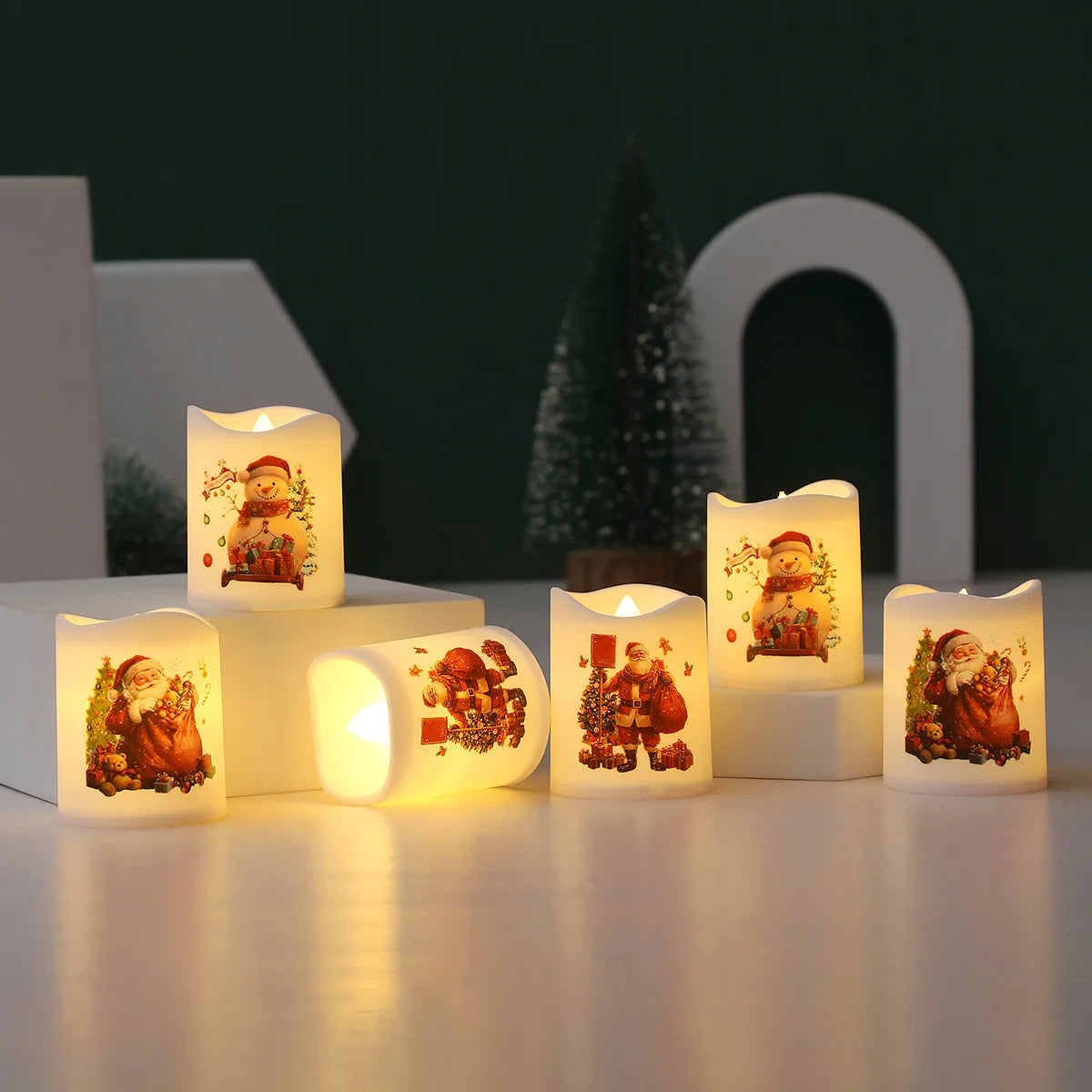 Christmas Candle Set Old Man Tree Snowman Christmas Eve Carnival Romantic Ornaments Light Led Christmas Decoration Candles Light