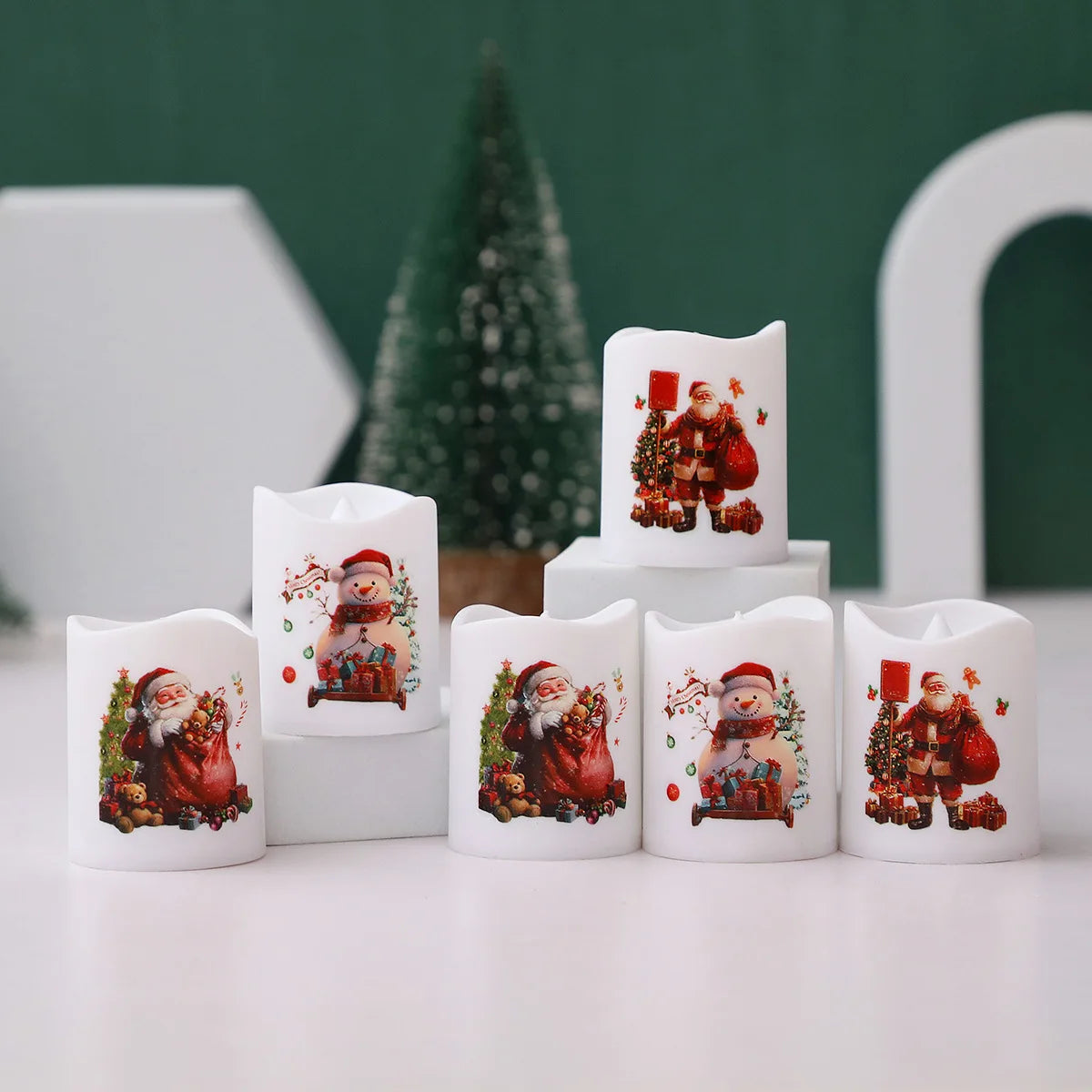 Christmas Candle Set Old Man Tree Snowman Christmas Eve Carnival Romantic Ornaments Light Led Christmas Decoration Candles Light