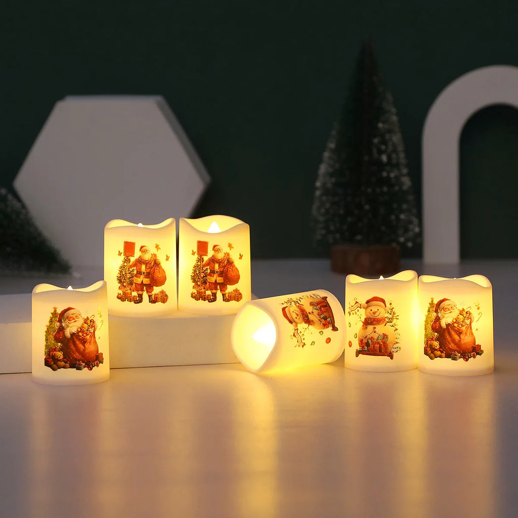 Christmas Candle Set Old Man Tree Snowman Christmas Eve Carnival Romantic Ornaments Light Led Christmas Decoration Candles Light